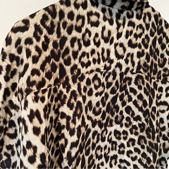 Rag and Bone Saunders Silk Leopard Print Button Front Batwing Sleeve Blouse - Picture 9 of 10